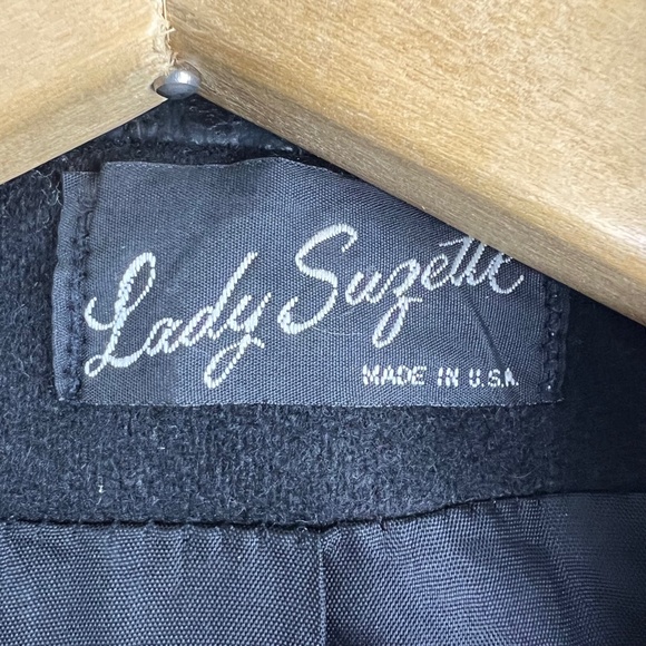 ••VINTAGE |•LADY SUZETTE•| GORGEOUS Long Wool Jacket Snakeskin Leather Embellish - Picture 12 of 16